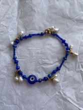 Load image into Gallery viewer, Nazar X Pearl Charm Bracelet - Protection, Emotional Balance, Calm, Focus