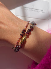 Load image into Gallery viewer, Safety Within - Golden Buddha X Garnet Bracelet Duo