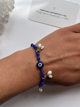 Load image into Gallery viewer, Nazar X Pearl Charm Bracelet - Protection, Emotional Balance, Calm, Focus