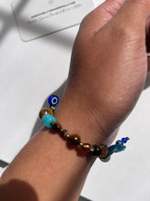 Load image into Gallery viewer, Tigers eye X Nazar Speak Your Truth Charm Bracelet