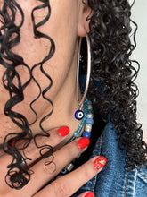 Load image into Gallery viewer, Signature Silver Nazar Charm Hoops