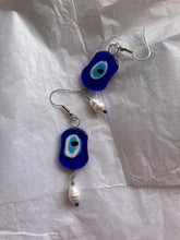 Load image into Gallery viewer, Nazar X Pearl Teardrop Earrings
