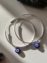 Load image into Gallery viewer, Signature Silver Nazar Charm Hoops

