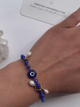 Load and play video in Gallery viewer, Nazar X Pearl Charm Bracelet - Protection, Emotional Balance, Calm, Focus
